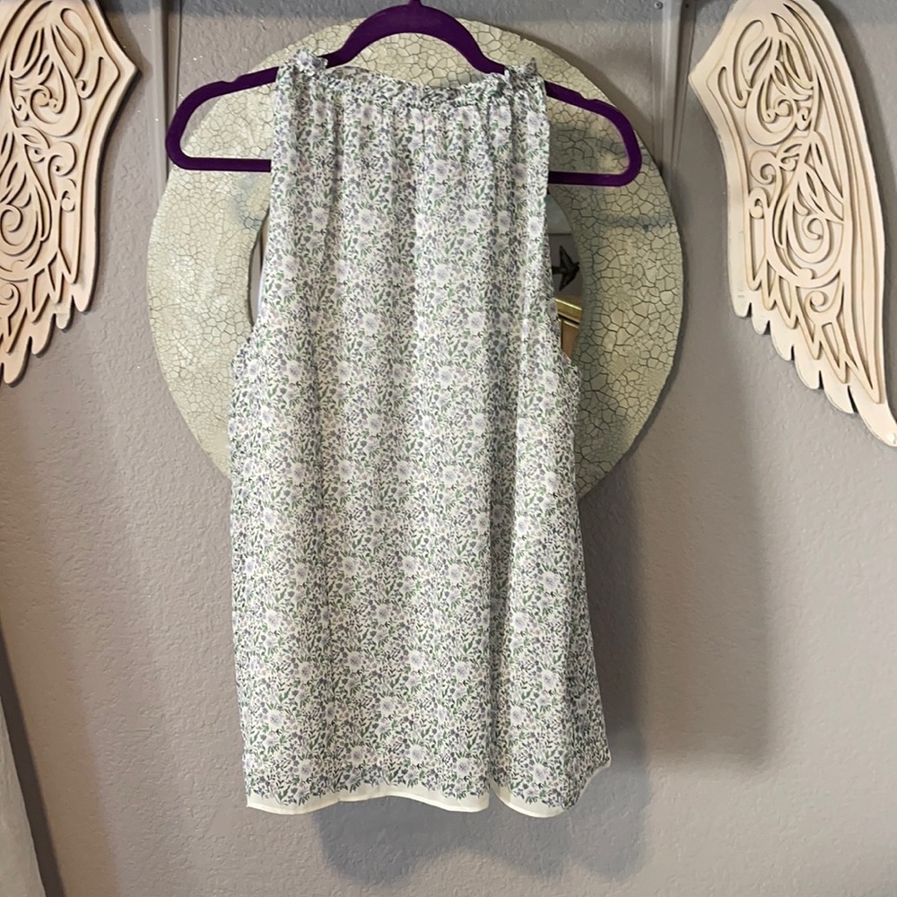 Max Studio Blouse Sleeveless Lined Floral Ruffle Tie Neck Brand New! - Picture 2 of 8